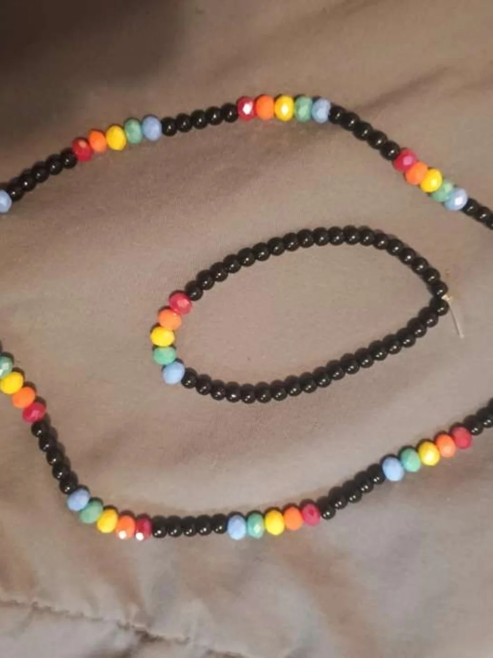 8 Other Reasons Black Bead Necklace and Bracelet Set with Rainbow Accents